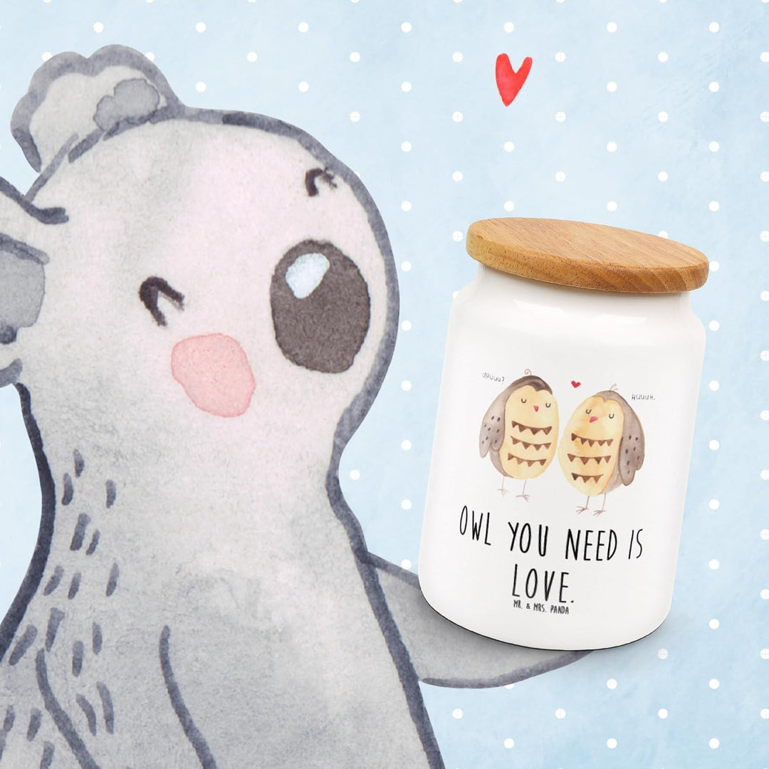 Mr. &amp; Mrs. Panda Frischhaltedose Eulen Liebe - Geschenk, Keksdose, Freund, leckerlidose, Paar, Dose,
