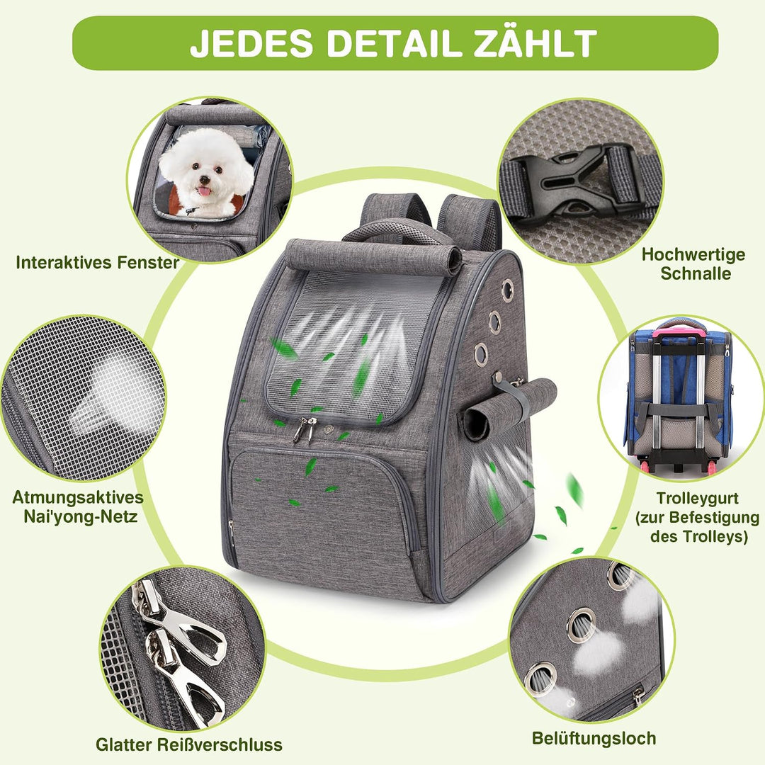 ALLSOPETS Katzenrucksack, Faltbarer Atmungsaktiver Hunderucksack mit Sonnenschutz für Klein Hunde un