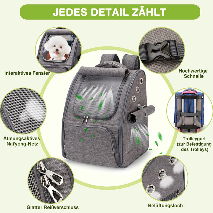 ALLSOPETS Katzenrucksack, Faltbarer Atmungsaktiver Hunderucksack mit Sonnenschutz für Klein Hunde un