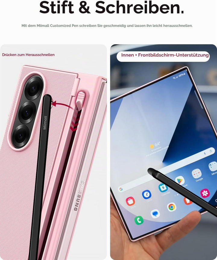Miimall Kompatibel mit Samsung Galaxy Z Fold 7 Hülle mit S-Pen &amp; Stifthalter, [HD Displayschutz] Ult