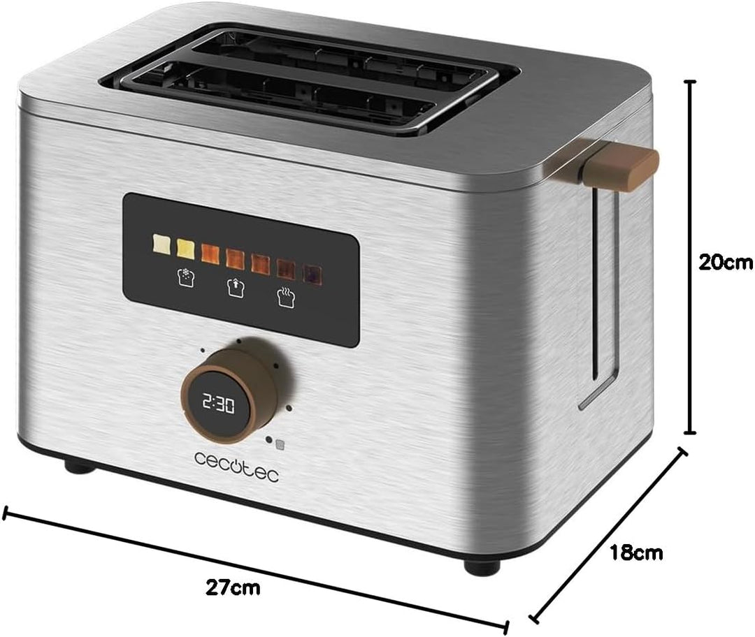 Cecotec Vertikaler Toaster mit 2 Kurzschlitzen Touch&Toast Double, 950 W, 2 Scheiben Brot, Extra bre