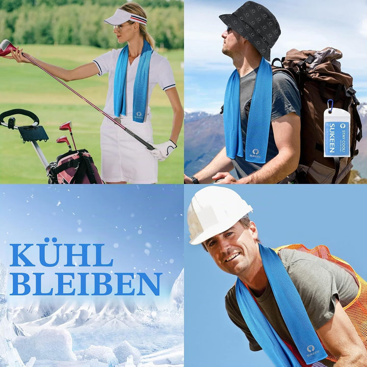 Sukeen Kühltuch 2er Set, 100 x 30 cm Cooling Towel Handtuch kühlend Mikrofaser, Kühlendes Handtuch,