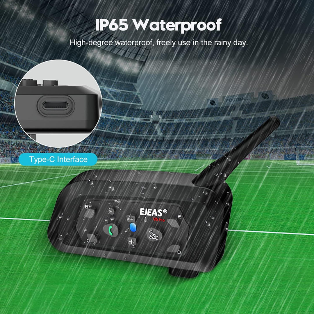 EJEAS V6C Referee Bluetooth Intercom, 850mAh Full Duplex 1200M Wireless Bluetooth Interphone mit Ref