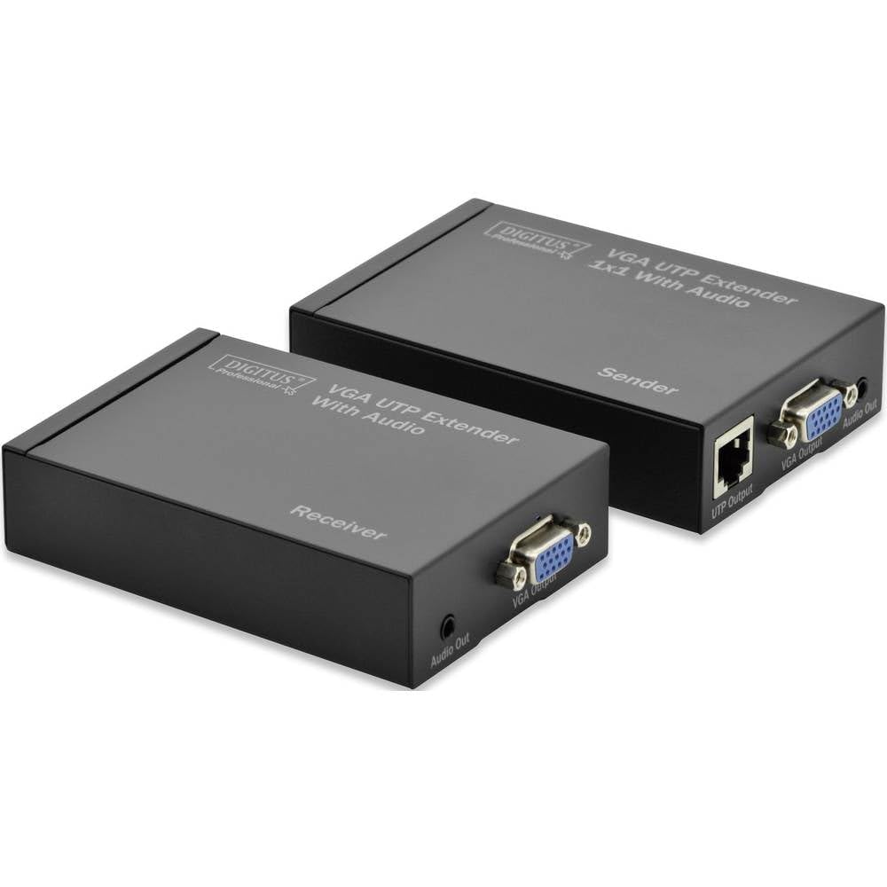DIGITUS Professional DS-53400 - VGA Extender - Set (Sender/Empfänger) - bis zu 300 m Reichweite - UT