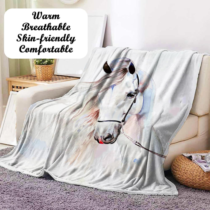 Pferd Kuscheldecke Flanell Decke Fleecedecke Flauschig Weich und Warme,3D Pferd Wohndecke Sofadecke