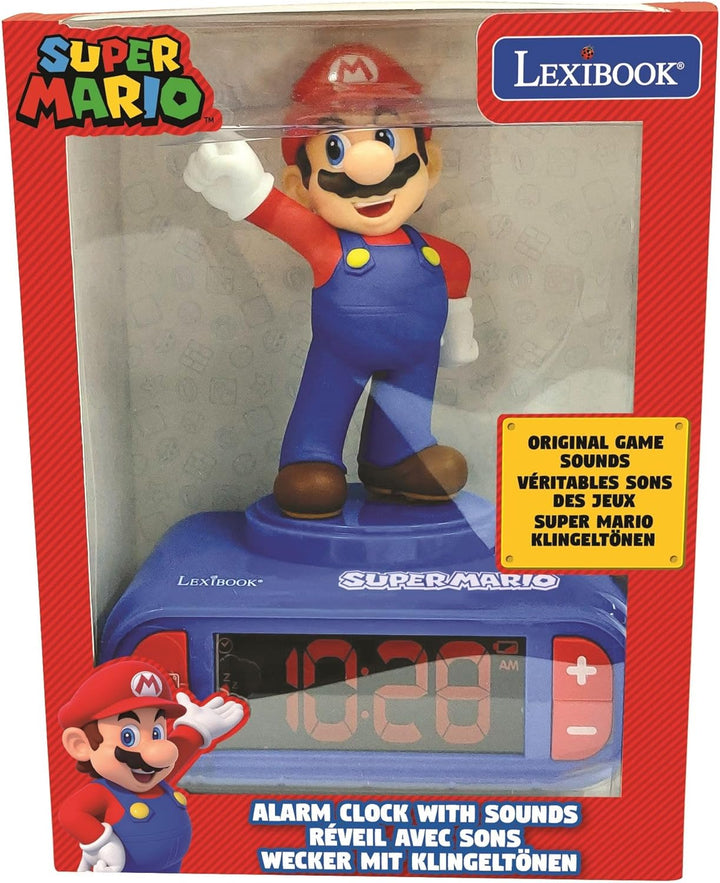 Lexibook - Nintendo Super Mario Digitalwecker mit Klingeltönen - mit Snooze, Uhr, Blau/Rot Farbe - R