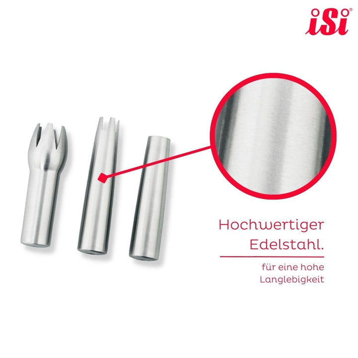 iSi - 271701 Edelstahltüllen für Sahnespender - 3er Set Spritztüllen zum Sprühen von Sahne, Cremes,