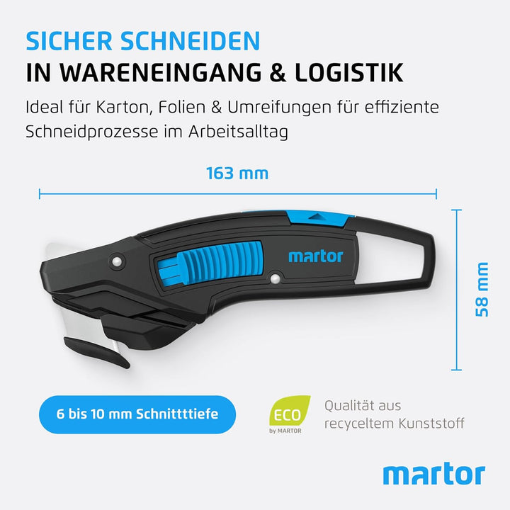 MARTOR Sicherheitsmesser, Verdeckte Klinge, SECUMAX 370, Profi Cuttermesser, Vergrösserbare Schnittt