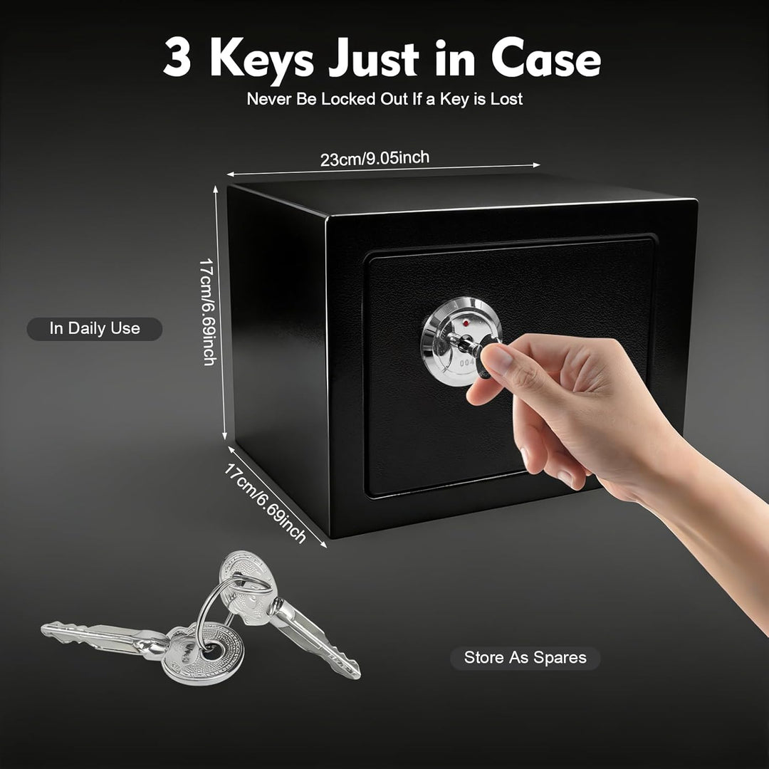 Tresor Safe 17x23x17cm Doppelstahlbolzen Stahltür Zahlenschloss Notschlüssel Montagematerial Möbeltr