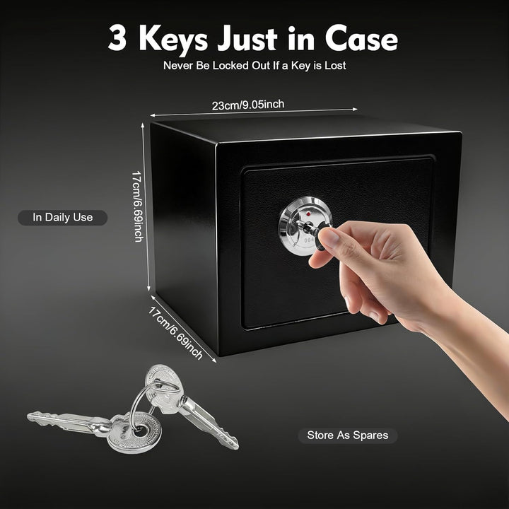 Tresor Safe 17x23x17cm Doppelstahlbolzen Stahltür Zahlenschloss Notschlüssel Montagematerial Möbeltr