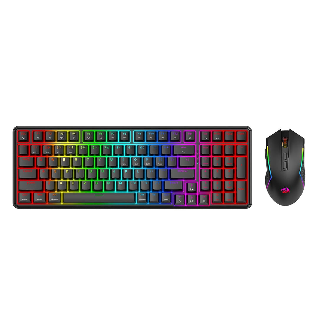 Redragon S162 3-Modus Wireless Gaming Tastatur & Maus-Kombination, 99 Tasten K744 RGB Gaming-Tastatu
