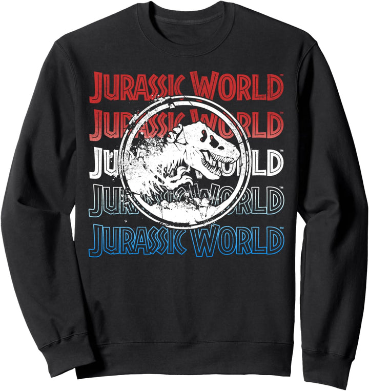 Jurassic World Two Red White And Blue Logo Repeat Sweatshirt