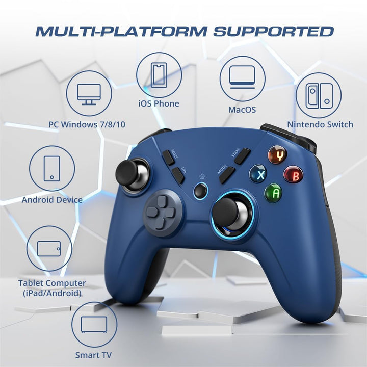 PC Joystick, Wireless Game Controller mit Double Vibration, 4 Programmierbare Tasten, Turbo, 6-Achse