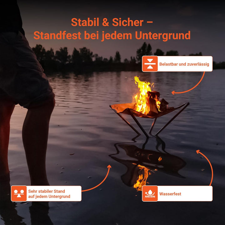 FENNEK HIGHFIRE | Hochwertiges, transportables XL Feuernetz aus Edelstahl | 60 x 60 x 63 cm | Mit Ta