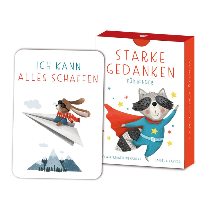 40 Affirmationskarten Kinder - Rüsselfuchs Starke Gedanken - Mutmachkarten für Kinder - Selbstbewuss