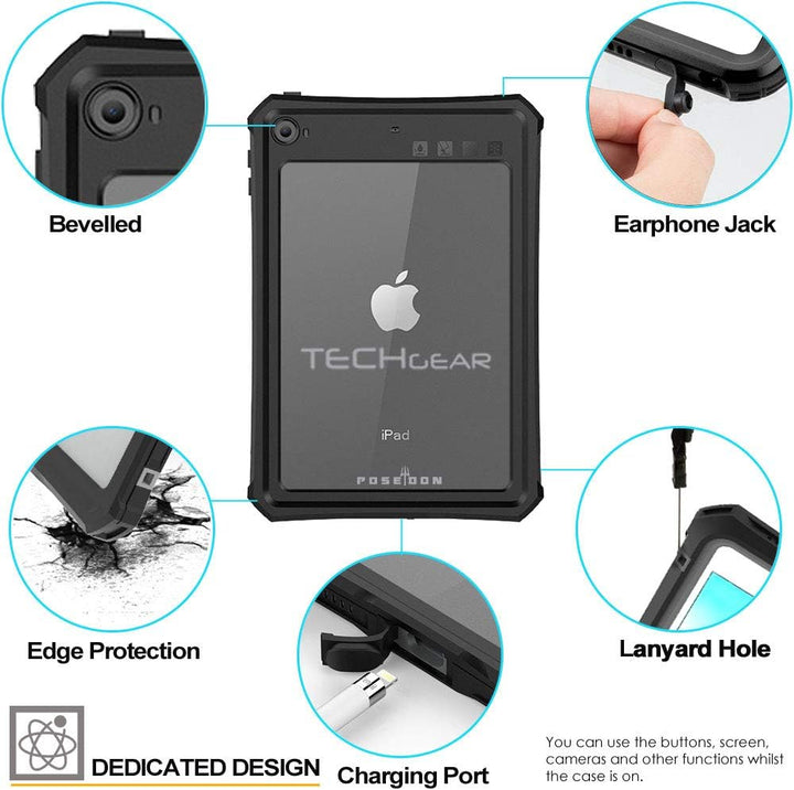 TECHGEAR wasserdichte Hülle für iPad Mini 2019 [5. Gen] iPad Mini 4 (Poseidon Case) Schlanke Robuste