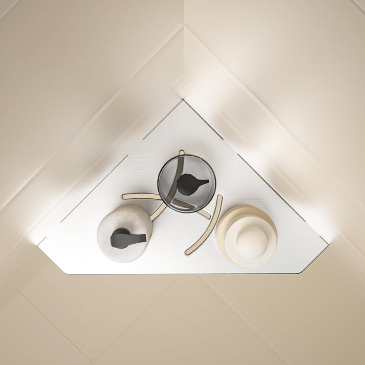 Duschablage mit 3 mm Stärke,304 Edelstahl Pentagonal Eckregal,Vertieftes Badezimmer-Duschregal Dusch
