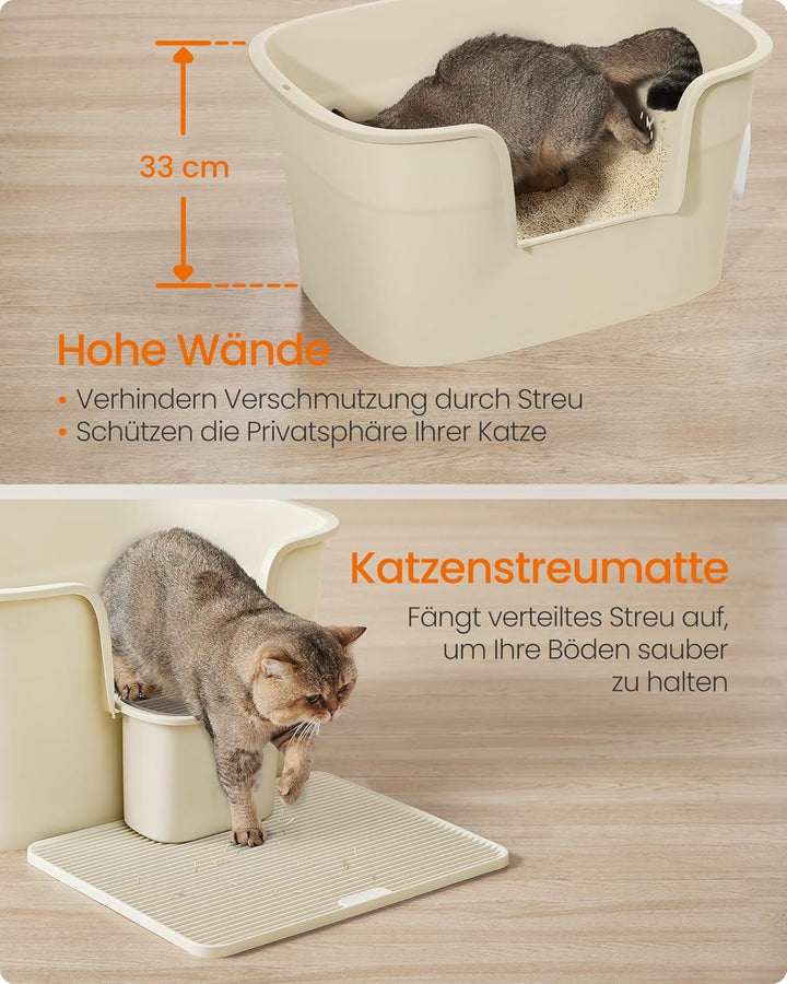 Feandrea Katzenklo, extragrosse Katzentoilette, für Mehrkatzenhaushalte, mit hohen Seitenwänden, Kat