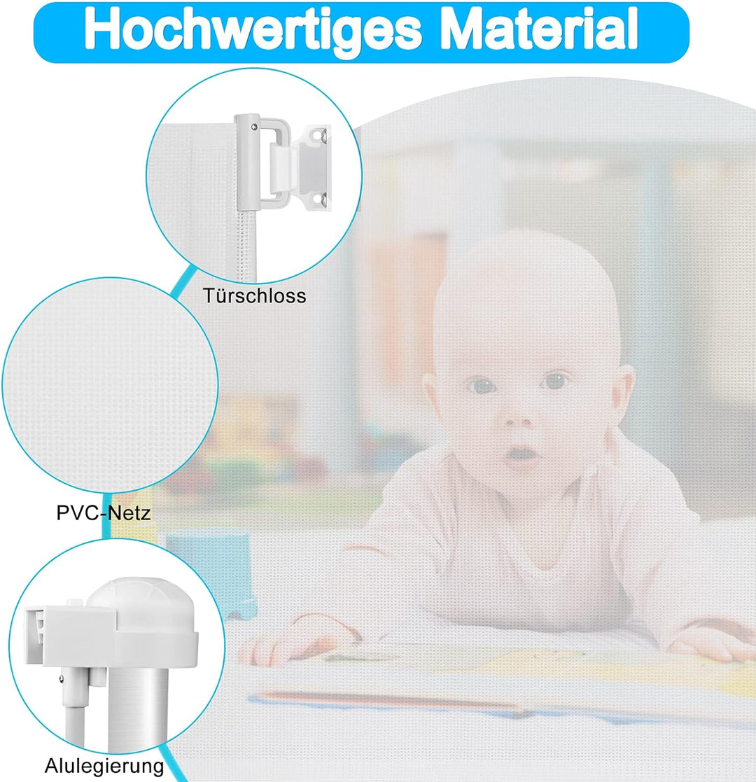 YUENFONG Treppenschutzgitter Türschutzgitter, 87 x 180 cm Treppenschutzrollo Türgitter Absperrgitter