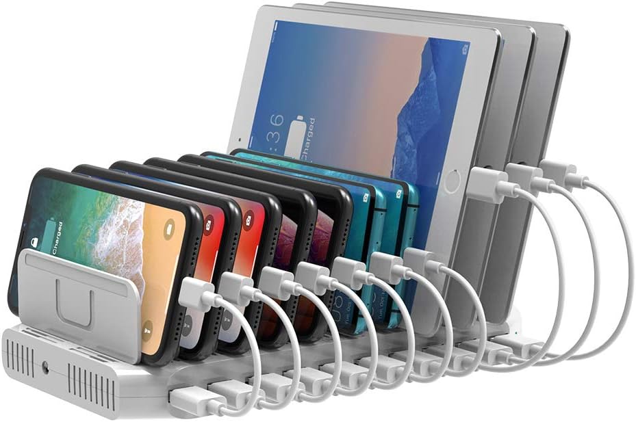 Unitek 96W 10 Port USB Ladestation, USB Multi Mobile Ladestation mehrere Geräte mit Smart IC und Ein