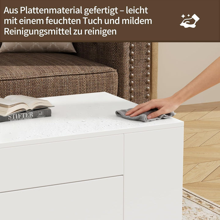 BonVache Couchtisch, Beistelltisch Couch, Wohnzimmertisch Holz mit Stauraum, Kaffeetisch mit Verstec