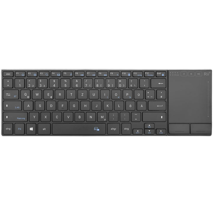 Rii Kabellose Tastatur mit Touchpad, Wireless Keyboard, Deutsche QWERTZ-Layout, Tastatur Kabellos fü