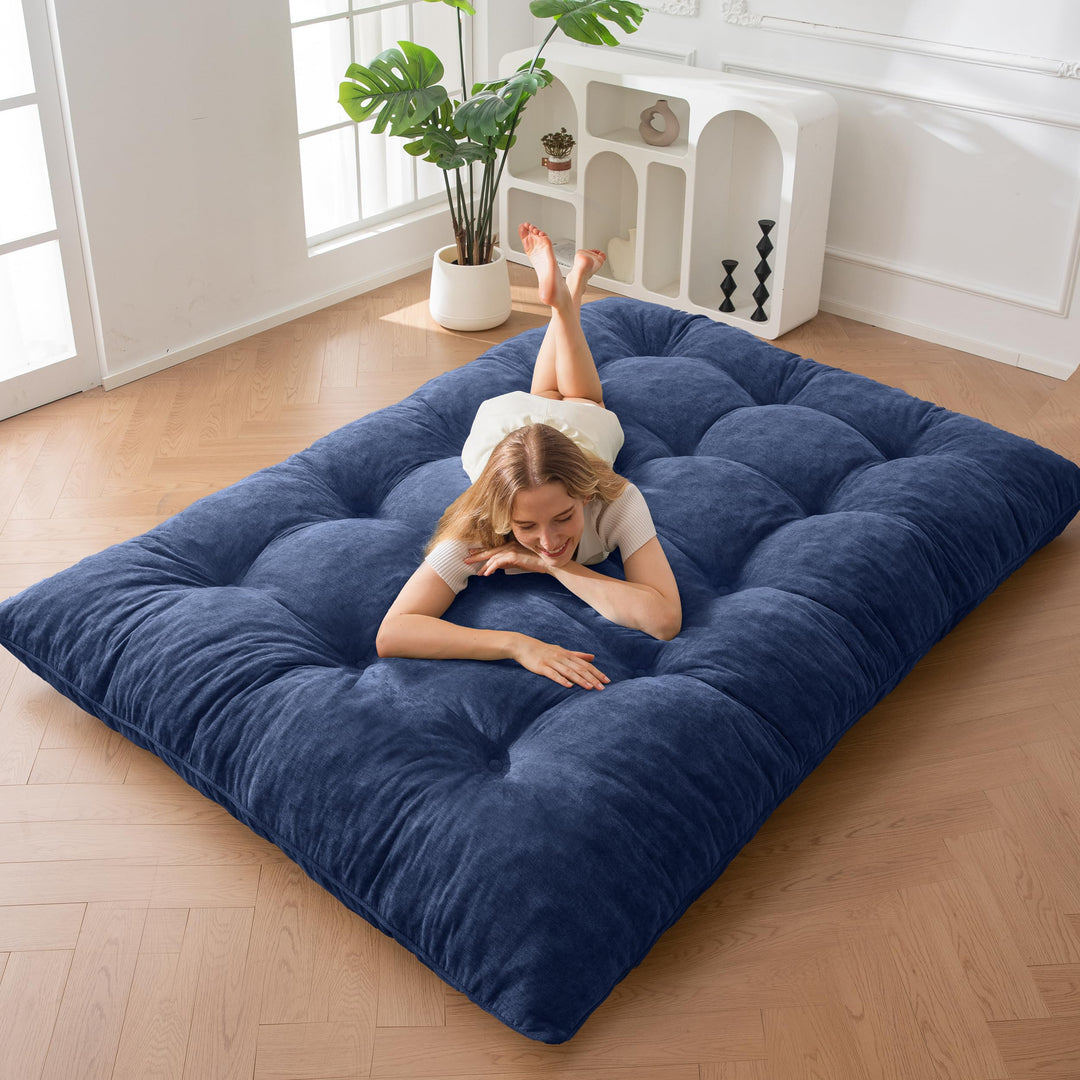 MAXYOYO Futon Matratze, Chenille-Stoff, 15cm Dick Bodenmatratze Verwendbar als Schlafsofa, Geknöpft