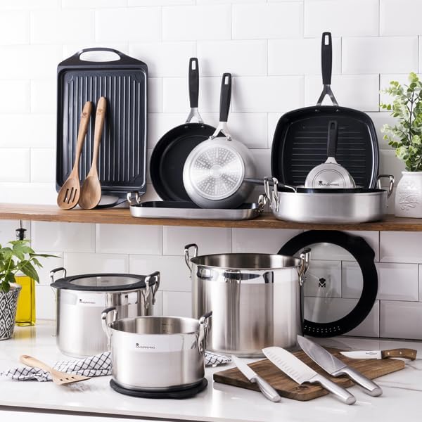 Smart MasterPRO - Küchenbatterie - 6 -Stück -Set mit 20, 24 und 28 cm Glasdeckel - Hergestellt in Ed