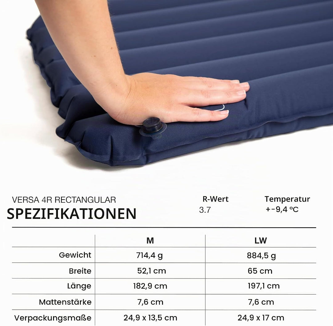 Exped Versa 4r Lw Blau - Komfortable isolierte Schlafmatte, Grösse 197 cm - Farbe Navy
