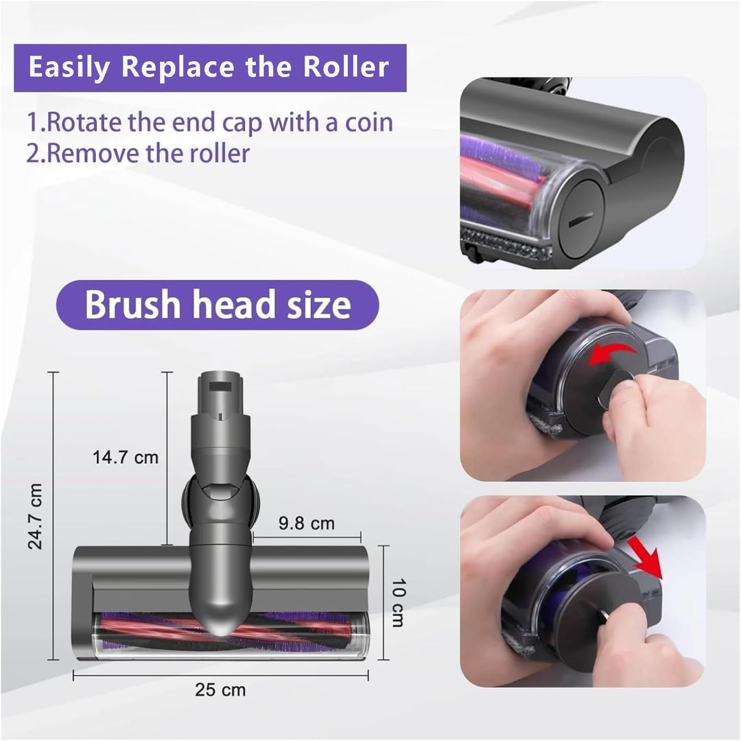 Bürste kompatibel für Dyson V6 DC58 DC59 DC62 DC72 DC74 SV04 SV06 SV09, Ersatzteile Bodendüse Zubehö
