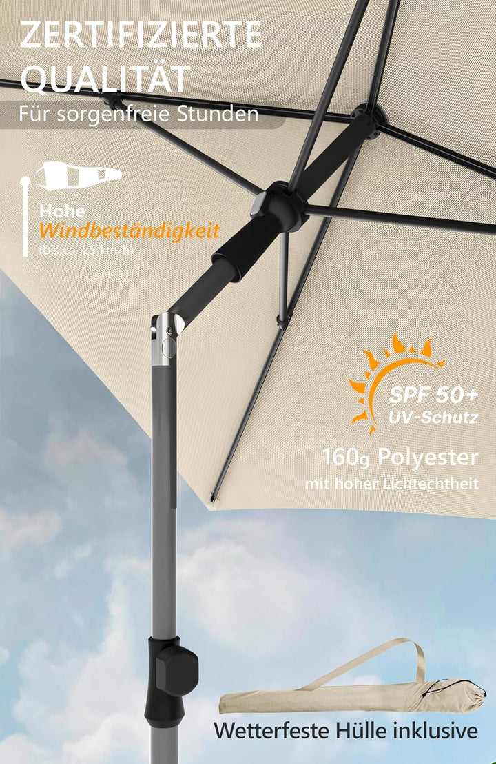 4smile Sonnenschirm Balkon SunnyShade Plus, mit Sonnenschirm Schutzhülle - Sonnnenschutz Balkon SET,