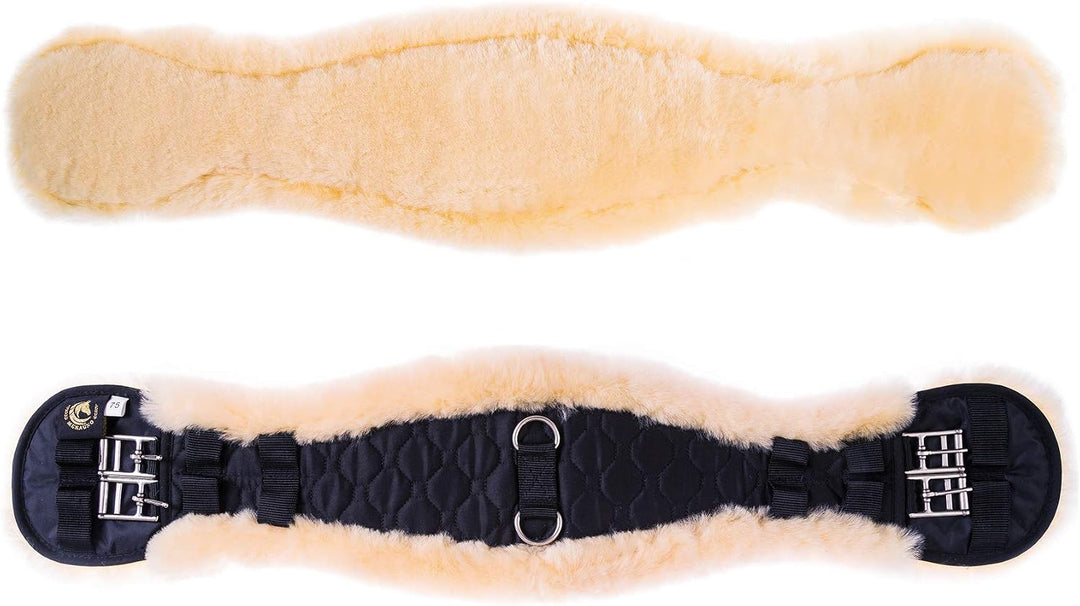 Merauno® Lammwolle Konturgurt Sattelgurt, Kurzgurt Dressurgurt, aus Qualitäts Merino Lammwolle, spez