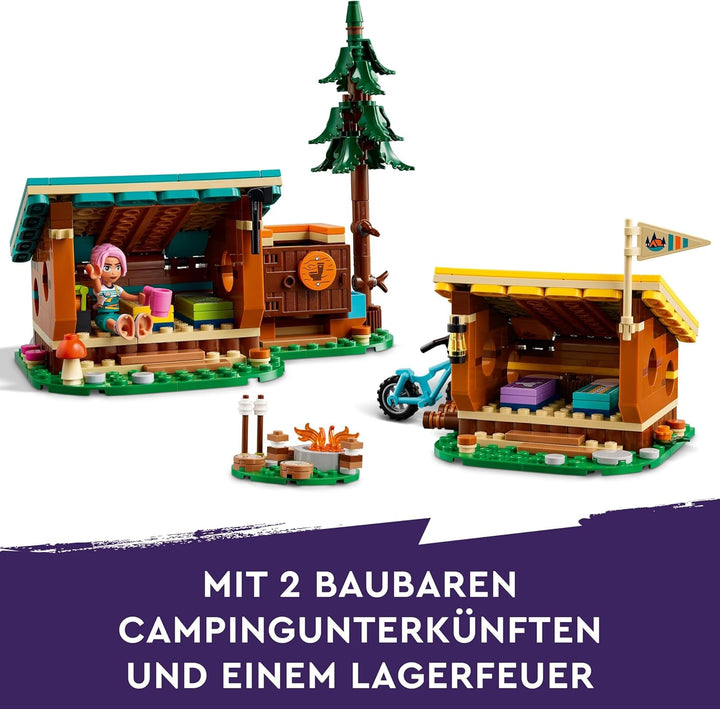Lego Friends Gemütliche Hütten im Abenteuercamp, Spielset für Rollenspiele in freier Natur, Kindersp