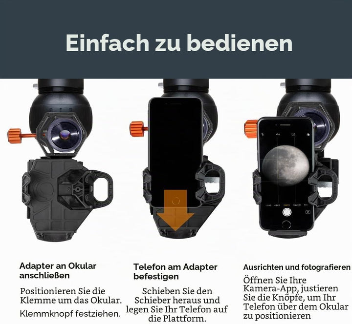 Celestron 81038 NexGo DX Universelles Smartphone Adapter-Set für Digiscoping und Astroimaging mit Bl