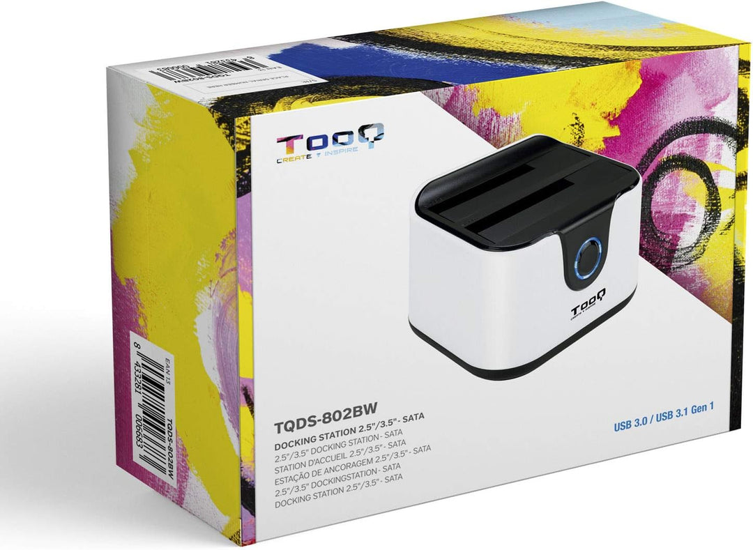 TooQ TQDS-802BW - Dockingstation Anschlussbasis mit doppeltem SATA Schacht für 2,5 und 3,5 Zoll Lauf