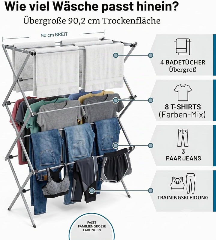 Honey Can Do Trockengestell für Kleidung, faltbar, Oversize, DRY-09066, Silber, 22,7 kg, Silber