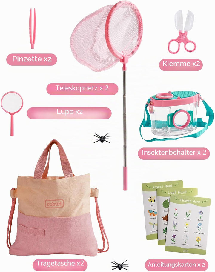 ROBUD Doppel-Set für Kinder, Outdoor-Entdecker-Set, 20-teilig, Insektenfang-Abenteuer-Sets mit Schme