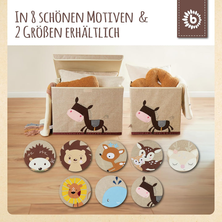 Bieco Aufbewahrungsbox Kinder - Süsse Esel Spielzeugkiste faltbar - 33x33x33 cm - ideal für Kallax R