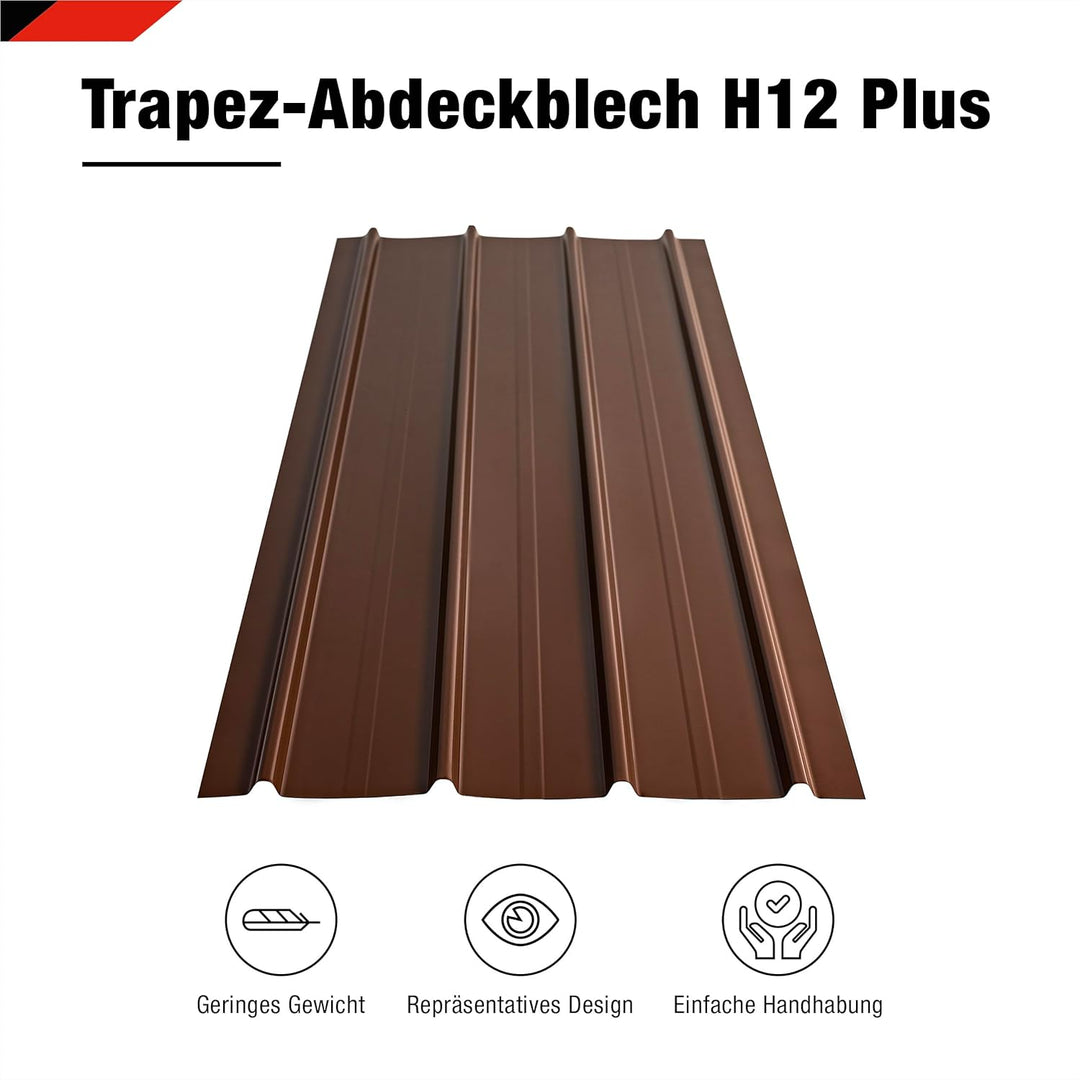 SMART Cover Set H12 Plus, 12 x Trapez-Abdeckblech 125 x 45 cm 6,75 m² Stärke 0,3 mm inkl. Schrauben