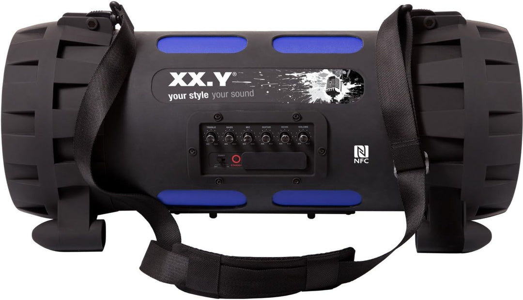 XX.Y P-127J tragbarer Bluetooth Lautsprecher Boom Box (NFC) mit eingebautem Akku/Audio-Eingang für M