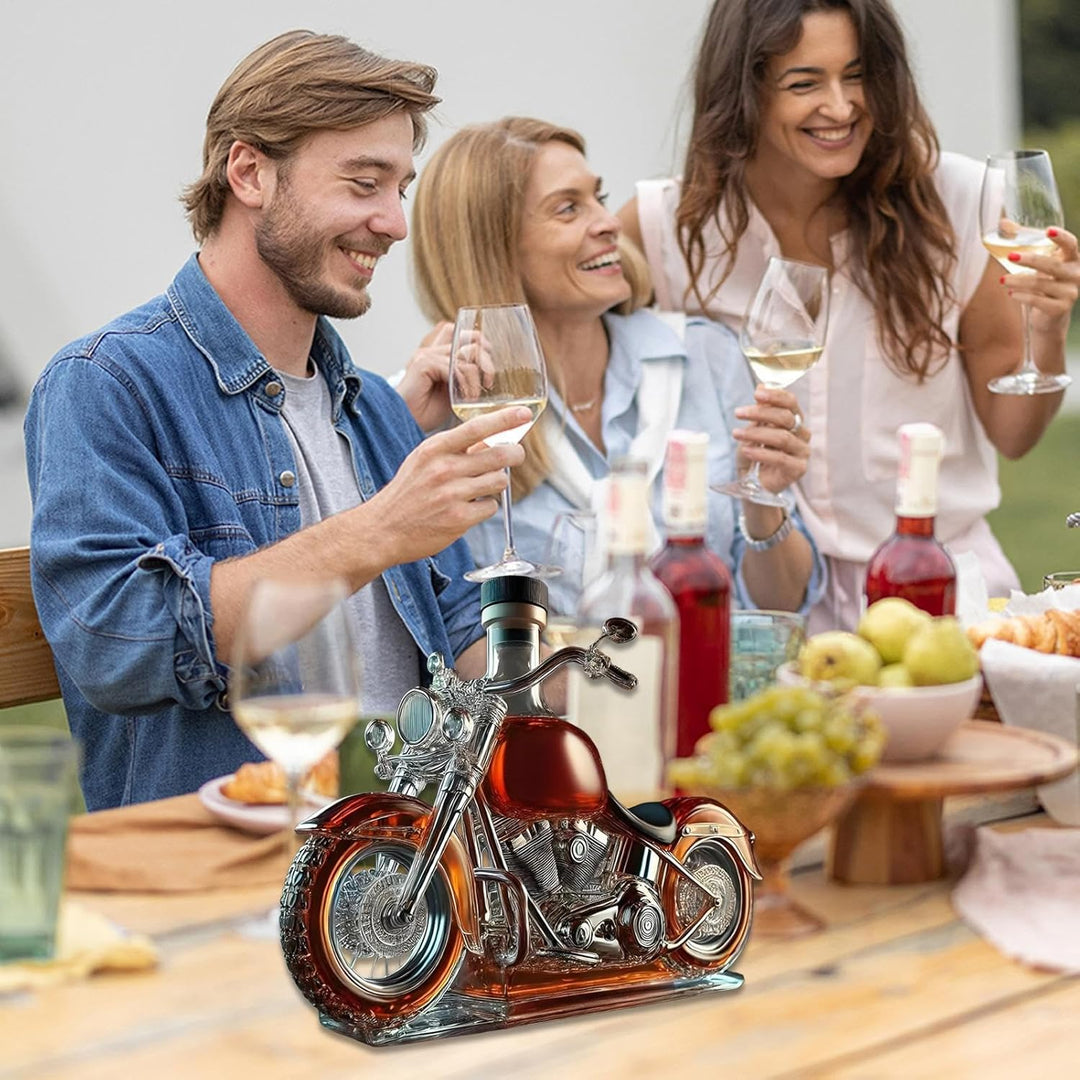 Motorrad Stil Weindekanter | Neuheit Whisky Flasche | 3D Motorrad Deko Glasweinflaschen Rotweinkante