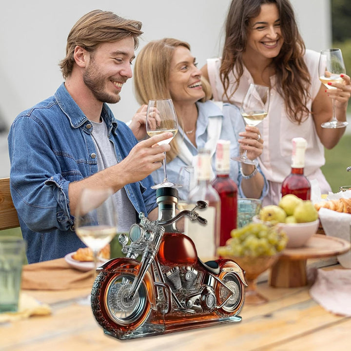 Motorrad Stil Weindekanter | Neuheit Whisky Flasche | 3D Motorrad Deko Glasweinflaschen Rotweinkante