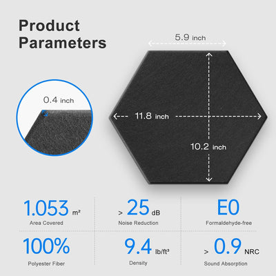 Hexagon Akustikplatten Selbstklebend, 18 Stück Hohe Dichte Schallabsorber für Decken-/Tür-/Wanddekor