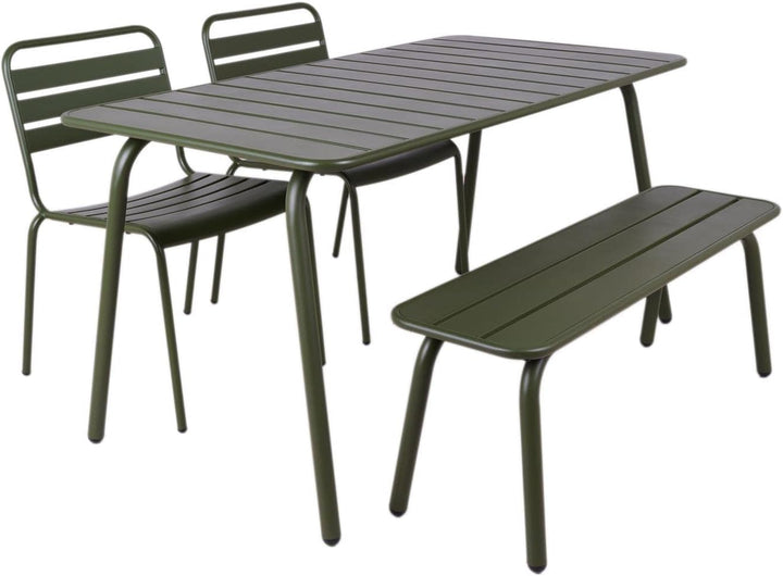 MaximaVida Gartenbank Max aus Metall 120 cm olivgrün - ohne Rückenlehne 120 x 35 x 45 cm Olivgrün, 1