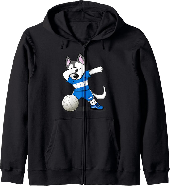 Dabbing Husky Hund Honduras Volleyball Honduranische Flagge Kapuzenjacke