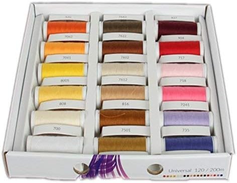 Ackermann 36 Farben x 200m UNIVERSAL 120 NÄHGARN (Allesnäher) in handlicher Box. Nähgarnsortiment, -
