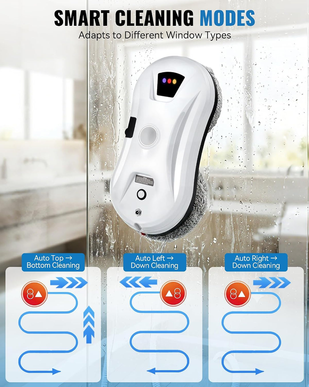 Fensterputzroboter mit Dual-Rotationssystem & Sprühfunktion, 2800Pa, Automatischer Fensterreiniger,