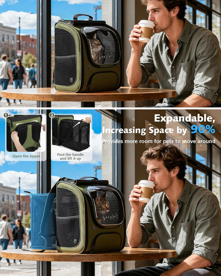 pecute Katzenrucksack Erweiterbar Bubble Haustier Rucksack mit Netzfenster, Tragbare und Faltbare Ka