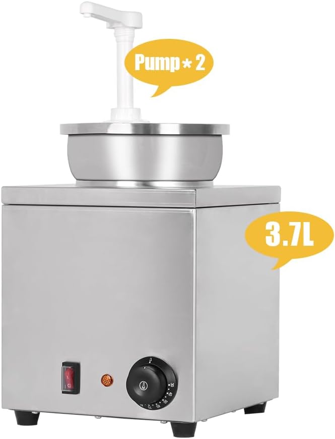 Kommerzieller Heissfudge-Wärmer, 3,5 l Nacho-Käse-Saucenwärmer, Pumpspender, Käsewärmer, Edelstahl f