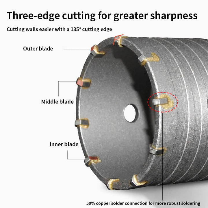 Betonbohrer 40mm mit SDS-Bit und 110mm Adapter, Hartmetall-Hohlbohrer für Ziegel, Beton, Zementstein